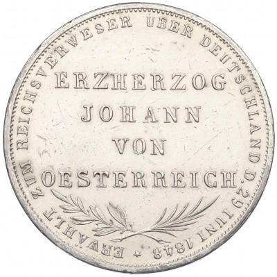 2 гульдена 1848 года Франкфурт «Избрание австрийского принца Йоханна викарием»