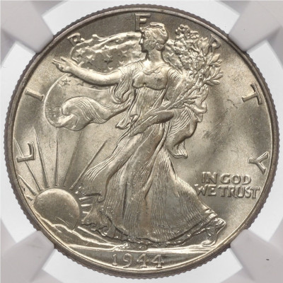 1/2 доллара (50 центов) 1944 года США в слабе NGC (MS63)