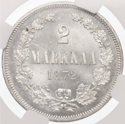 2 марки 1872 года Русская Финляндия - в слабе NGC (MS65)