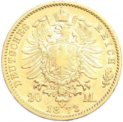 20 марок 1873 года Германия (Вюртемберг)