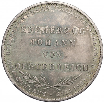 2 гульдена 1848 года Франкфурт «Избрание австрийского принца Йоханна викарием»