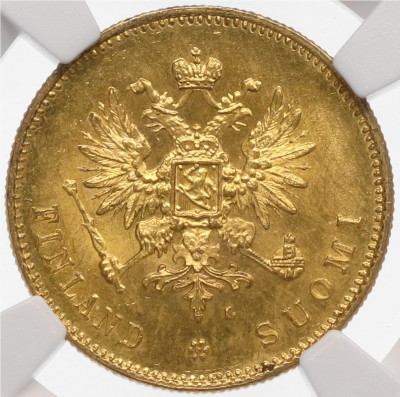 20 марок 1911 года Русская Финляндия - в слабе NGC (MS64)