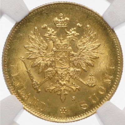 10 марок 1882 года Русская Финляндия - в слабе NGC (MS64)