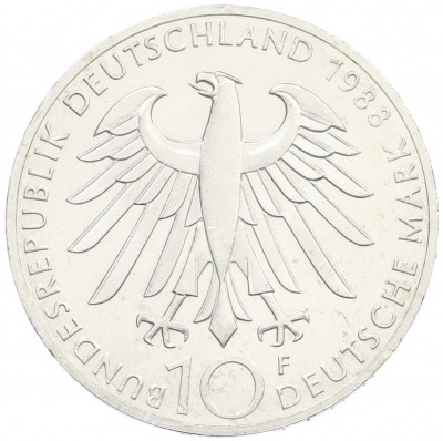 10 марок 1988 года F Западная Германия (ФРГ) «100 лет со дня смерти Карла Фридриха Цейса»