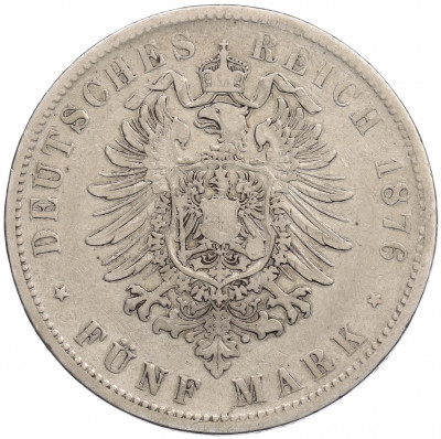 5 марок 1876 года F Германия (Вюртемберг)