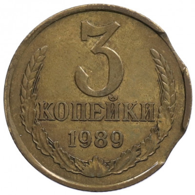 3 копейки 1989 года— брак (Выкус)