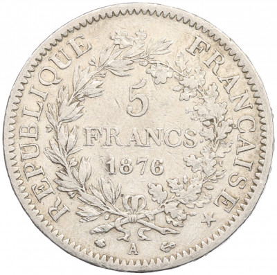 5 франков 1876 года А Франция