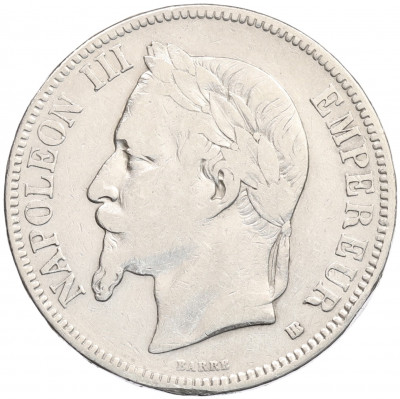 5 франков 1868 года BB Франция