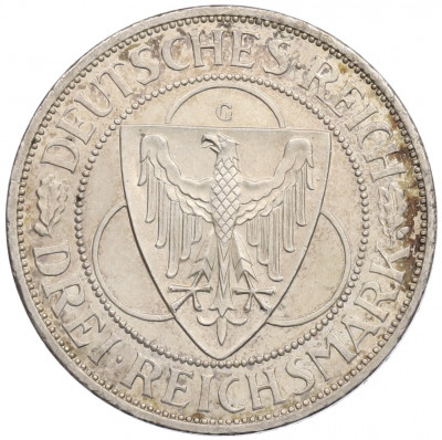 3 рейхсмарки 1930 года G Германия «Освобождение Рейнланда»