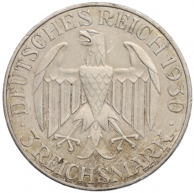 3 рейхсмарки 1930 года F Германия «Полет дирижабля Граф Цеппелин»