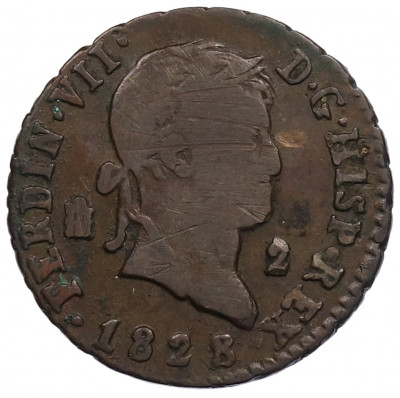 2 мараведи 1828 года Испания
