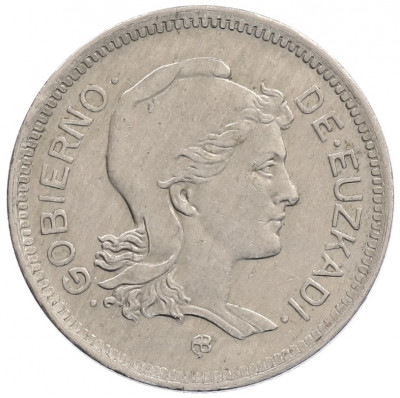 1 песеты 1937 года Испания (Гражданская война - Эускади)