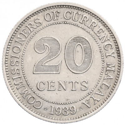 20 центов 1939 года Малайя