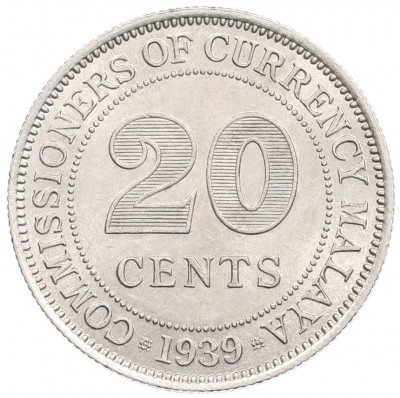 20 центов 1939 года Малайя