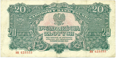 20 злотых 1944 года Польша