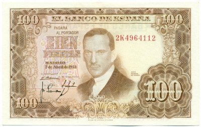 100 песет 1953 года Испания