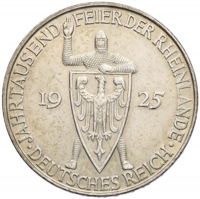 5 рейхсмарок 1925 года D Германия «Тысячелетие Рейнланда»