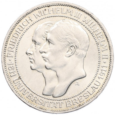 3 марки 1911 года Германия (Пруссия) «Бреславский университет»
