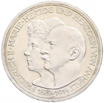 3 марки 1914 года Германия (Ангальт) «25 лет свадьбе Фридриха II и Марии Баденской»