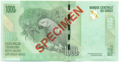 1000 франков 2013 года Конго (ДРК) ОБРАЗЕЦ