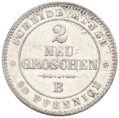 2 новых гроша / 20 пфеннигов 1865 года Саксония