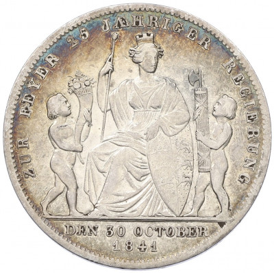 1 гульден 1841 года Вюртемберг «25 лет правлению Короля Вильгельма I»