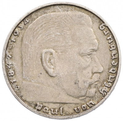 2 рейхсмарки 1937 года D Германия