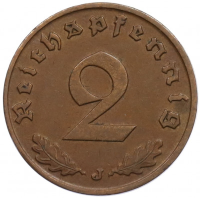 2 рейхспфеннига 1937 года J Германия
