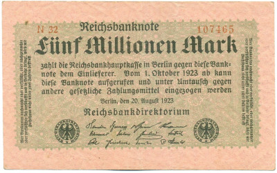5 миллионов марок 1923 года Германия