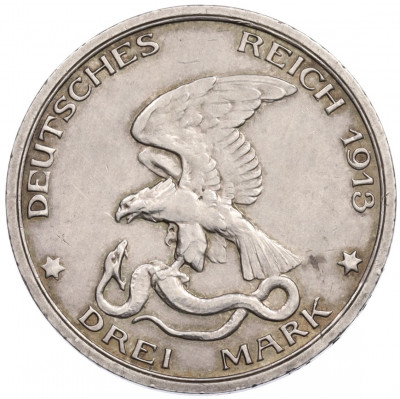 3 марки 1913 года Германия (Пруссия) «100 лет объявлению войны против Франции»