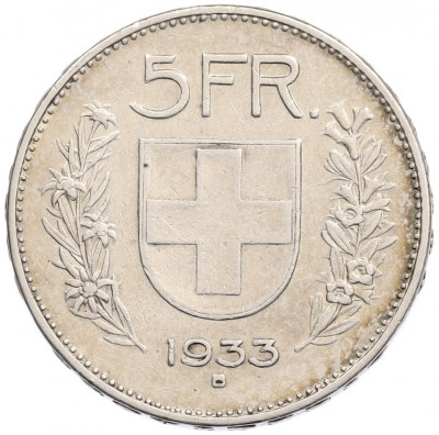5 франков 1933 года Швейцария