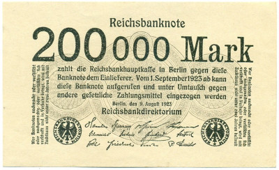 200000 марок 1923 года Германия