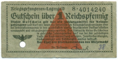 1 рейхсмарка 1939 года Германия (Лагерные деньги)