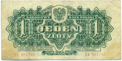 1 злотый 1944 года Польша