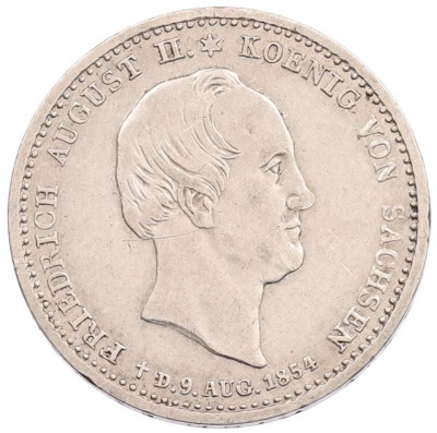 1/6 талера 1854 года Саксония «Смерть Короля Фридриха Августа II»