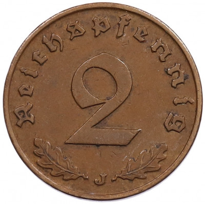 2 рейхспфеннига 1937 года J Германия