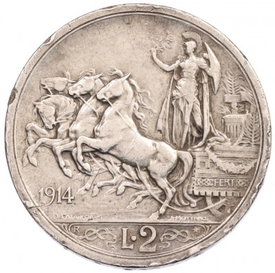 2 лиры 1914 года Италия