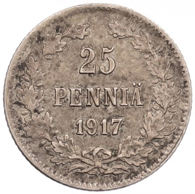 25 пенни 1917 года Русская Финляндия (Орел с коронами)