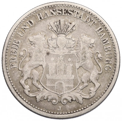 2 марки 1876 года J Германия (Гамбург)