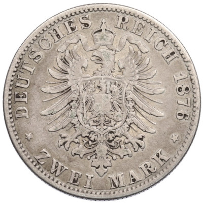 2 марки 1876 года J Германия (Гамбург)