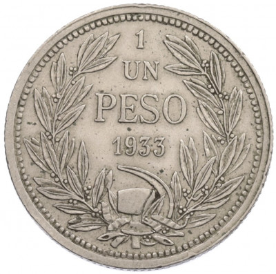 1 песо 1933 года Чили