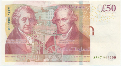 50 фунтов 2010 года Великобритания (Банк Англии)