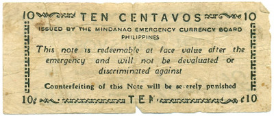 10 сентаво 1943 года Филиппины — провинция Минданао