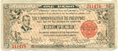 1 песо 1942 года Филиппины — провинция Негрос