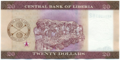 20 долларов 2022 года Либерия
