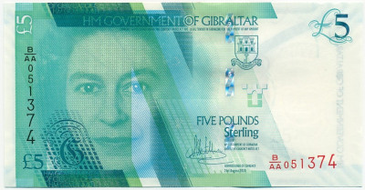 5 фунтов 2020 года Гибралтар