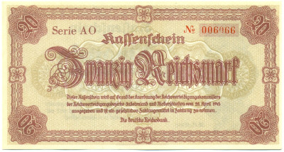 20 рейхсмарок 1945 года Германия