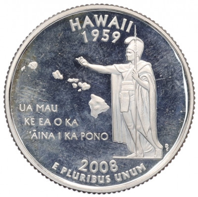 1/4 доллара (25 центов) 2008 года S США «Штаты и территории — Гавайи»