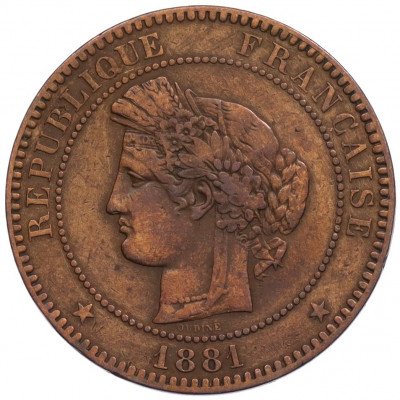 10 сантимов 1881 года Франция