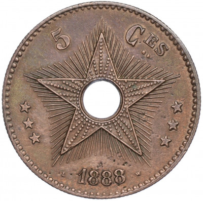 5 сантимов 1888 года Свободное государство Конго (Бельгийское Конго)